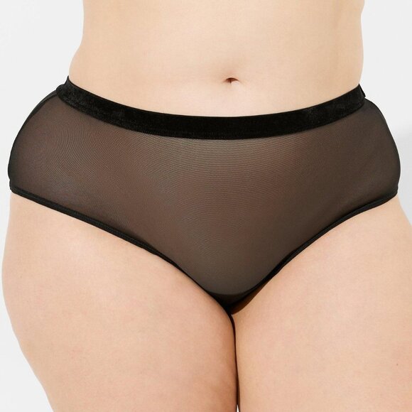 ❤️NWT VINTAGE TORRID MARABOU PANTY - CHEEKY MESH CUT OUT POM POMS - PLUS SIZE - Picture 2 of 8